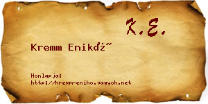 Kremm Enikő névjegykártya